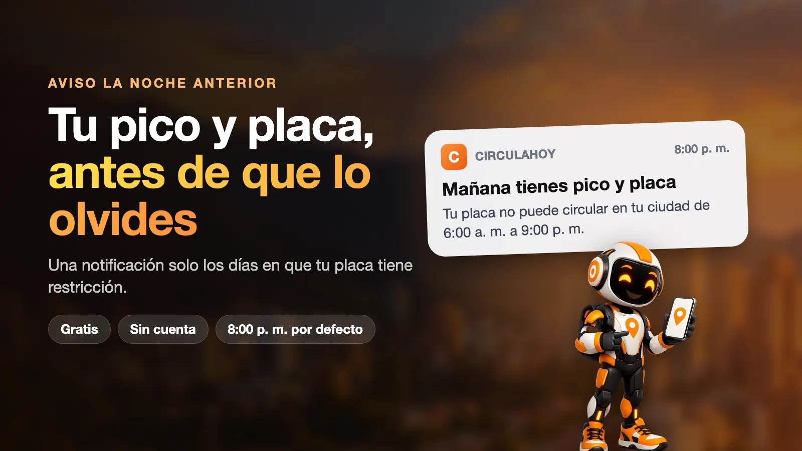 Cómo recibir el aviso de pico y placa la noche anterior en tu celular