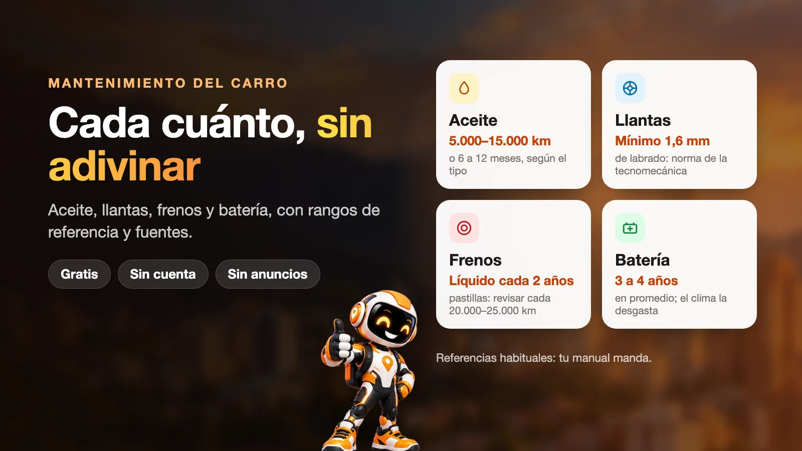 Mantenimiento del carro: cada cuánto cambiar aceite, llantas, frenos y batería (y cómo llevar el historial)